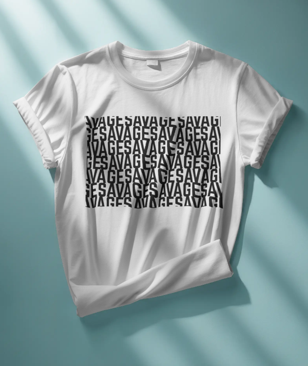 MENS - SAVAGE SIGNITURE ON WHITE T-SHIRT