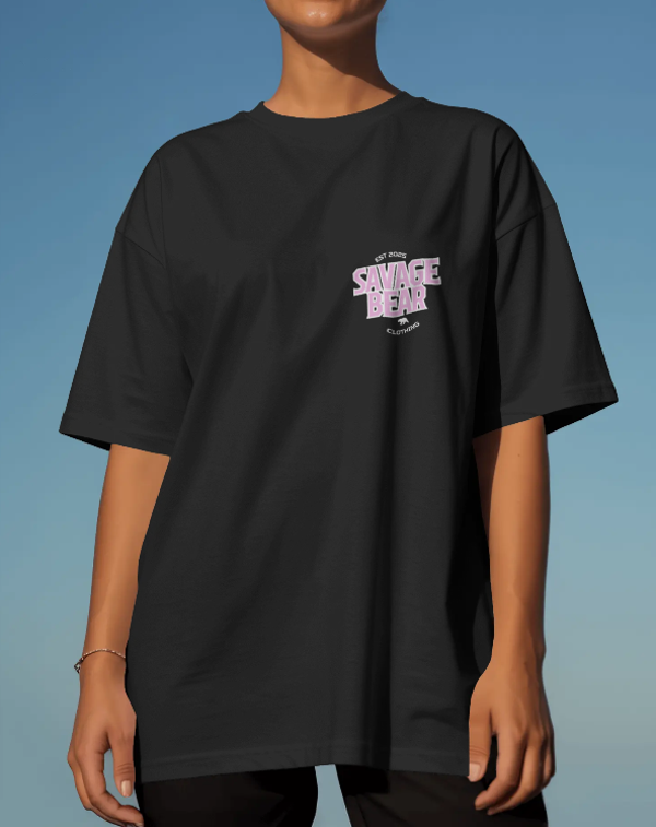 WOMEN'S SAVAGE BEAR CORE T PINK  (BLACK T)