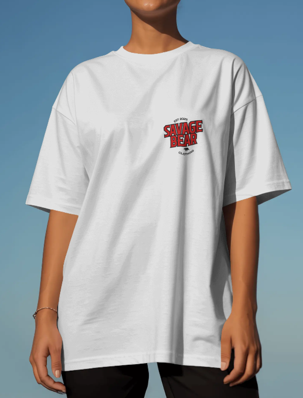 WOMEN'S SAVAGE BEAR CORE T RED  (WHITE T)