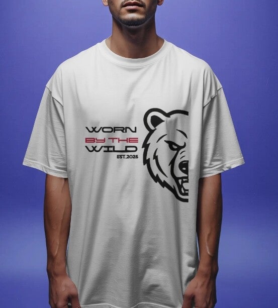 SAVAGE BEAR WORN BY THE WILD BEAR TEE-WHITE