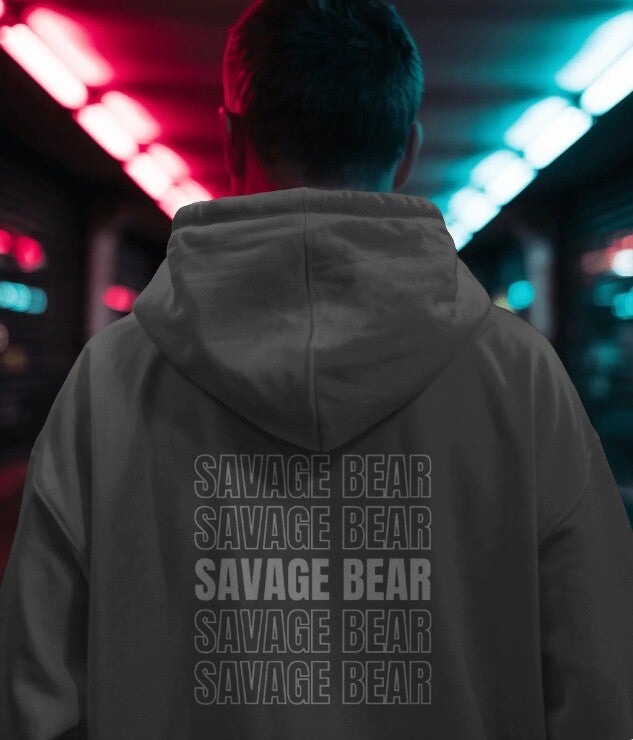 SAVAGE BEAR DOMINATE  - GREY HOODIE