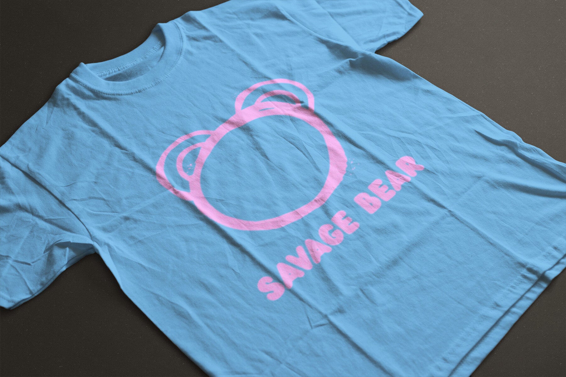 SAVAGE BEAR HEAD DESIGN ON SKY BLUE T-SHIRT