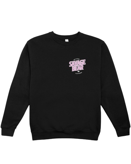 SAVAGE BEAR LOGO IN PINK ON BLACK SWEATSHIRT