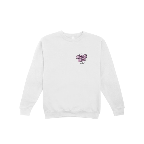 SAVAGE BEAR LOGO IN PINK ON WHITE SWEATSHIRT
