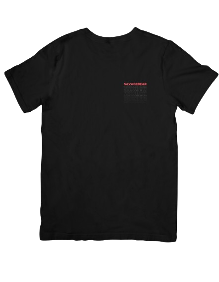 SAVAGE BEAR LOGO REPEAT ON BLACK T-SHIRT