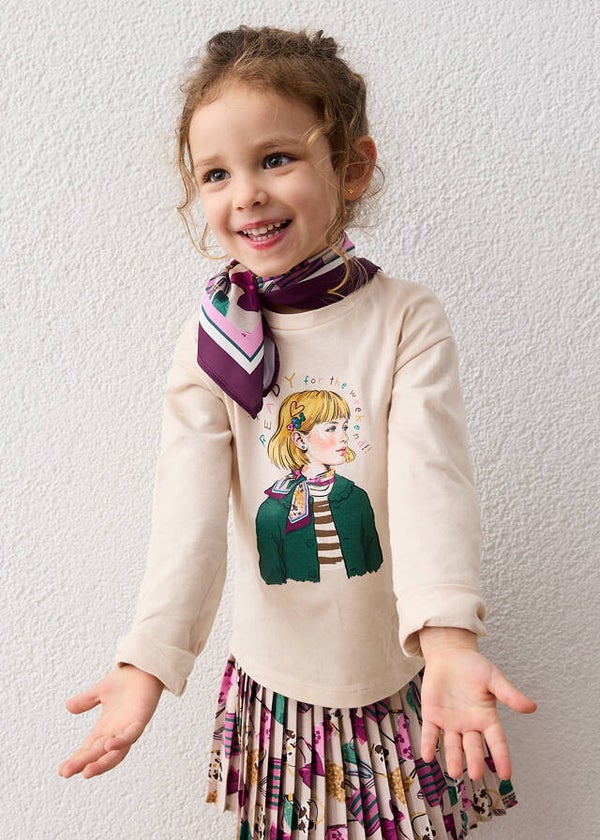 T-shirt met sjaal 4002-10 Mayoral Meisje W