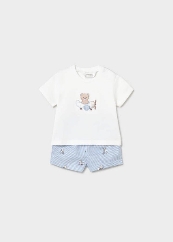 Set short en t-shirt licht blauw 1275-37 Mayoral new born jongen Ni
