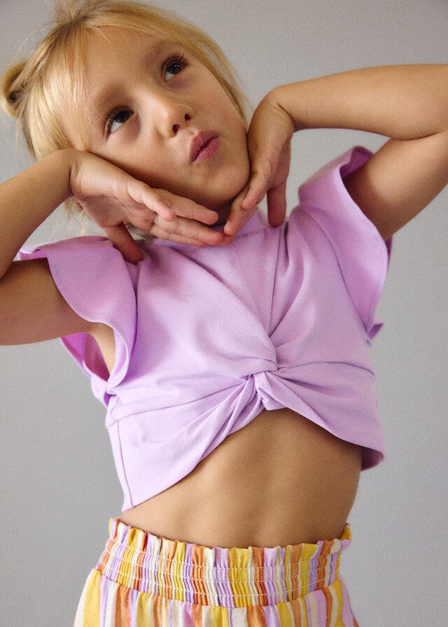 short gestreept lila set 3227-68 Mayoral meisje NI