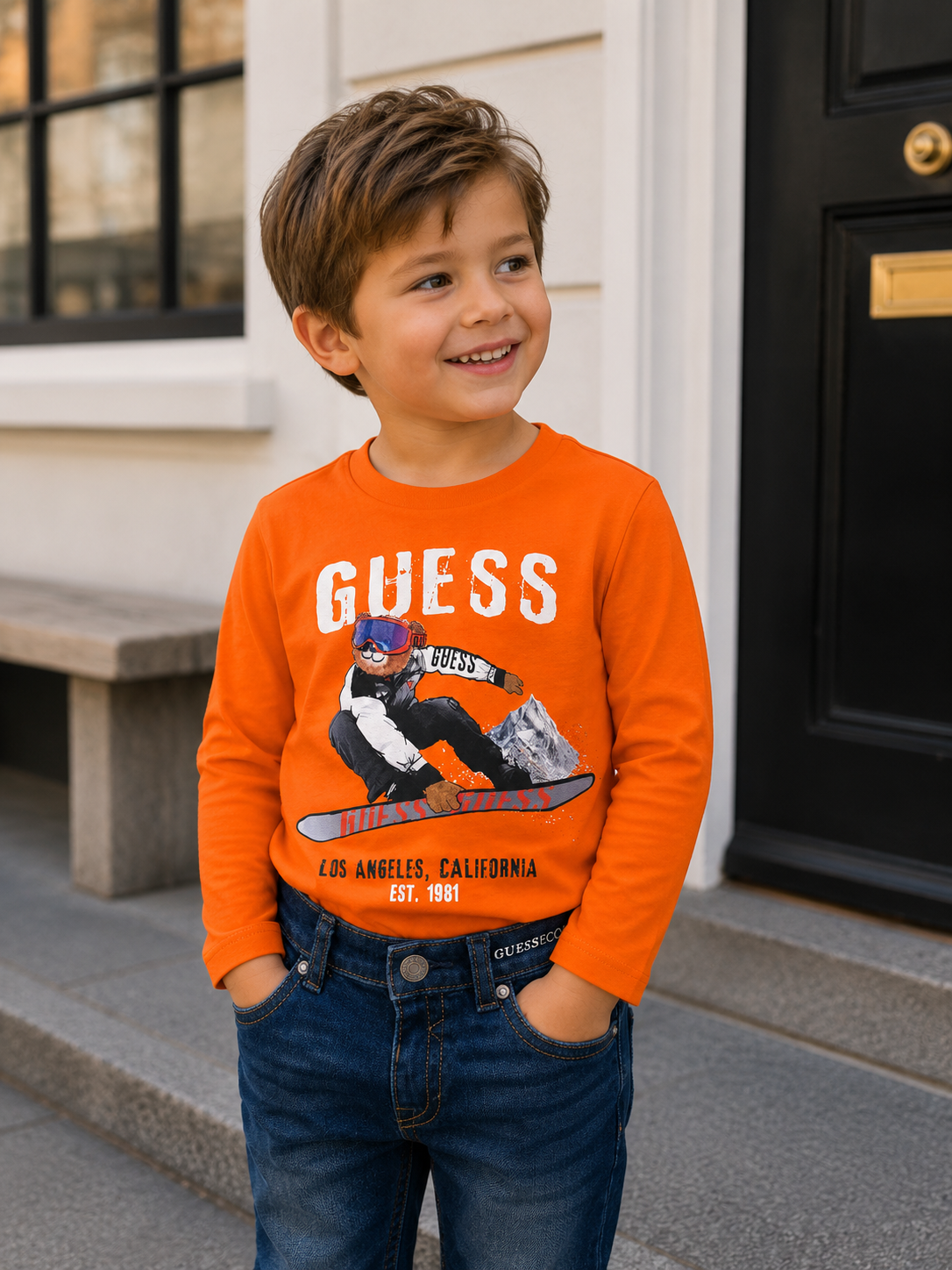 Tshirt Guess G369 oranje jongen winter