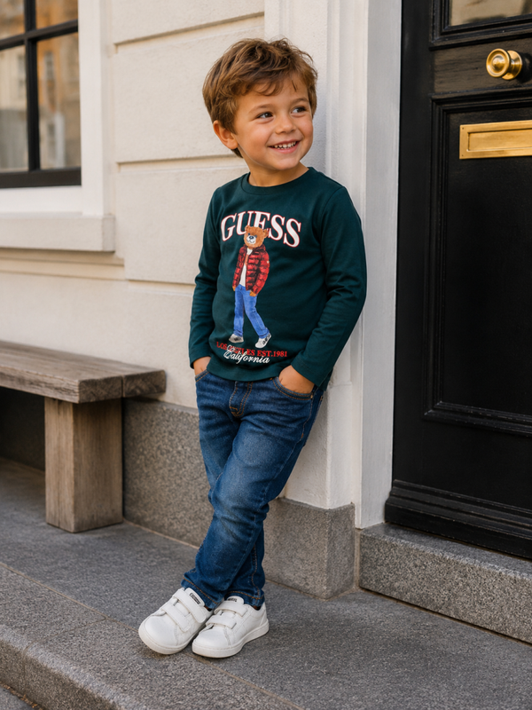 Tshirt Guess G8J3 donkergroen jongen winter