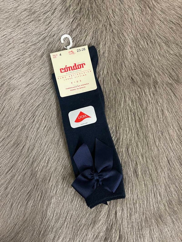 Kniekousen 2482 CONDOR donker blauw strik winter meisje