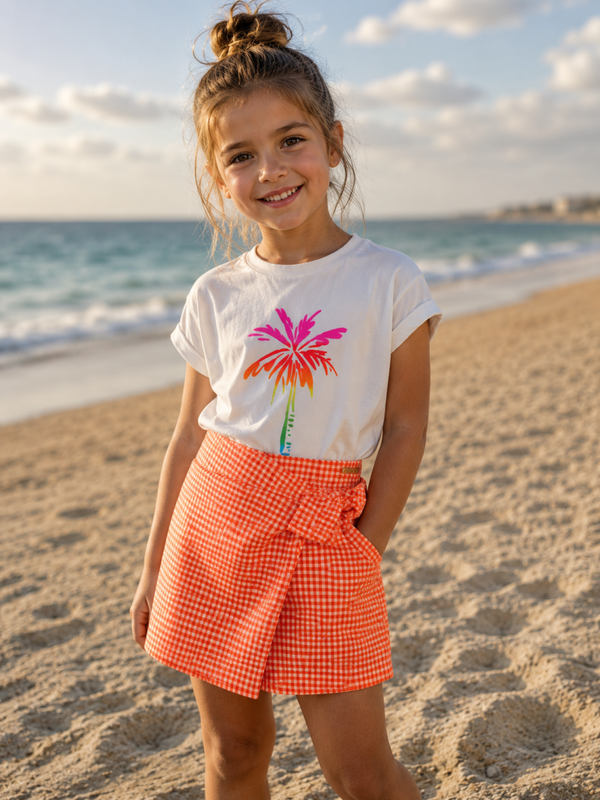 Tshirt Bloom wit palm Blue Bay