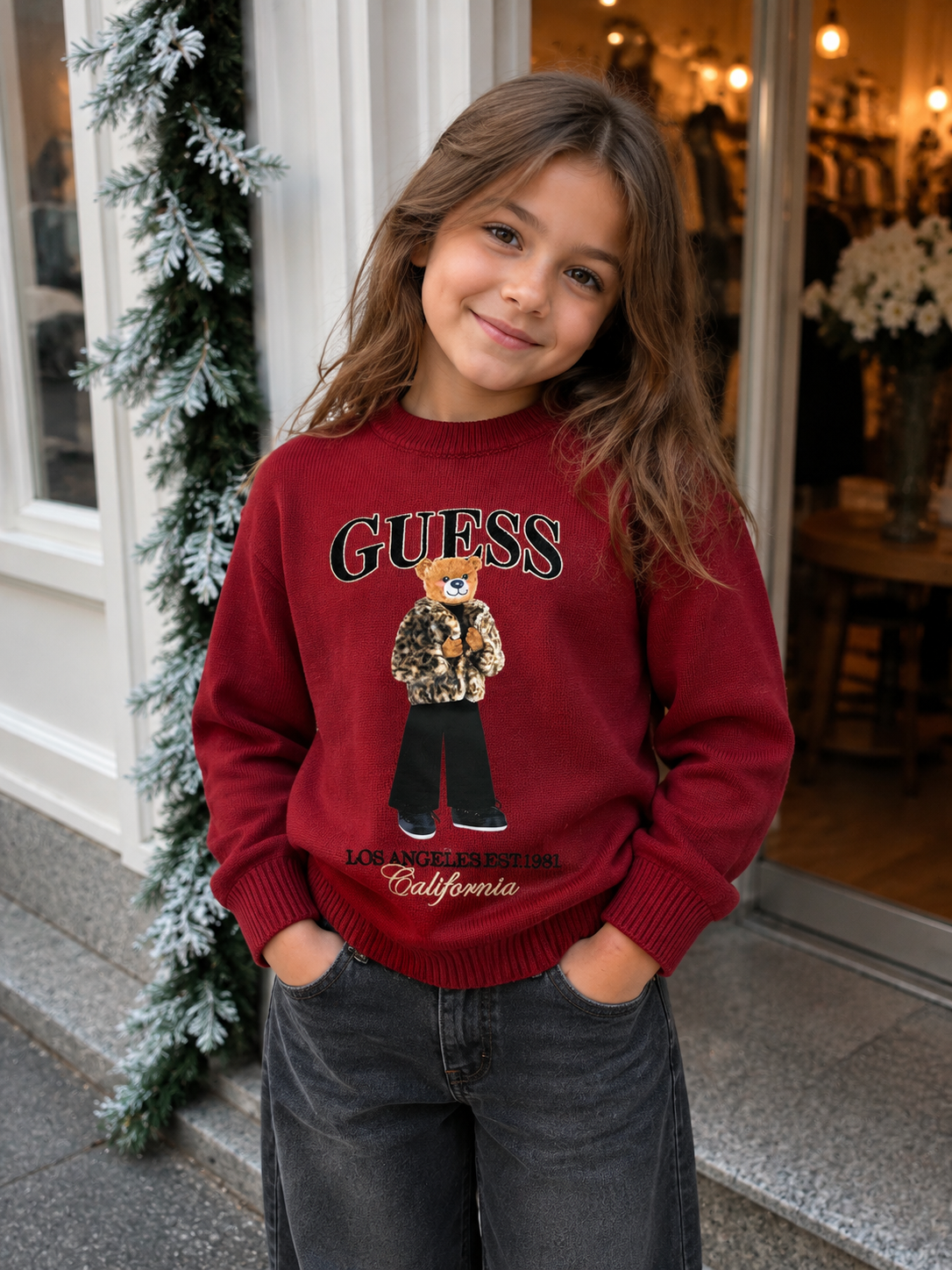 Trui Guess G5B7 Bordeaux beer meisje winter