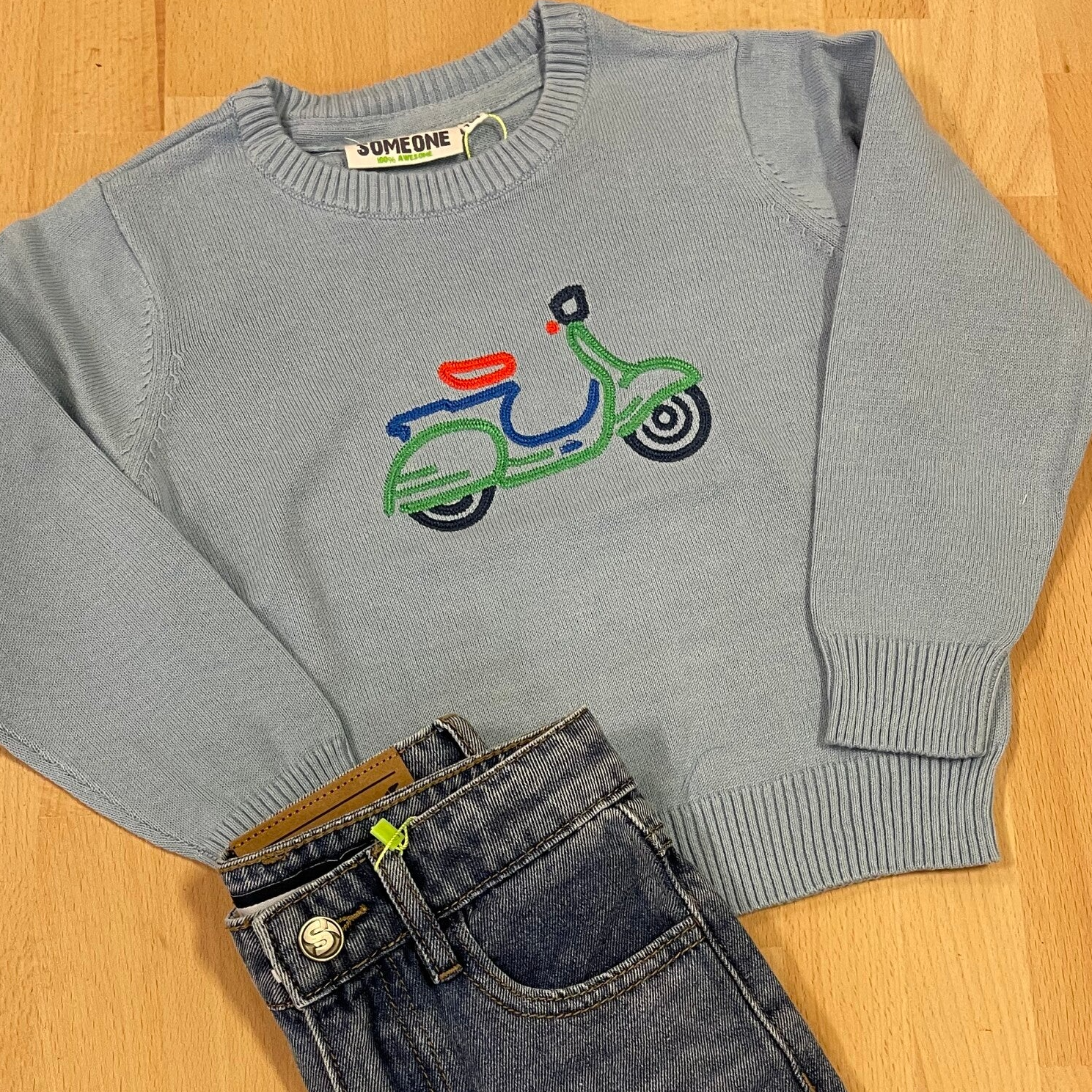Sweater Someone Archie scooter lichtblauw Jongen