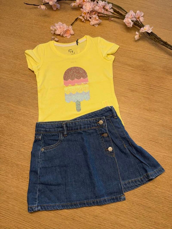 Tshirt Lemon Beret ijs geel A150841