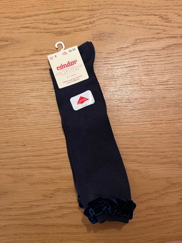 Kniekousen blauw velvet ruffle Condor li 2459