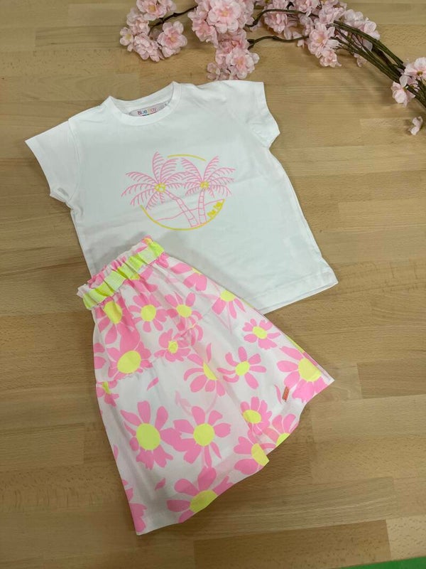 Tshirt Blue Bay Ava wit palm