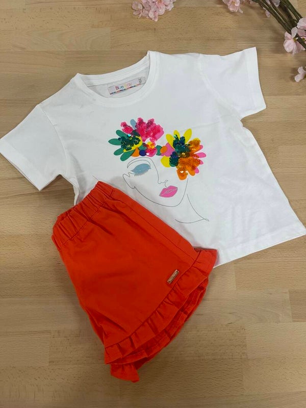 Shortje Piper Blue Bay oranje