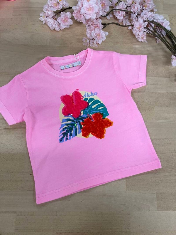 Tshirt fel roze bloemen Blue Bay Bo