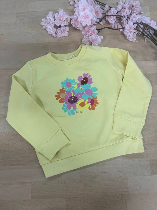 Sweater geel met bloem Phoebe Blue Bay