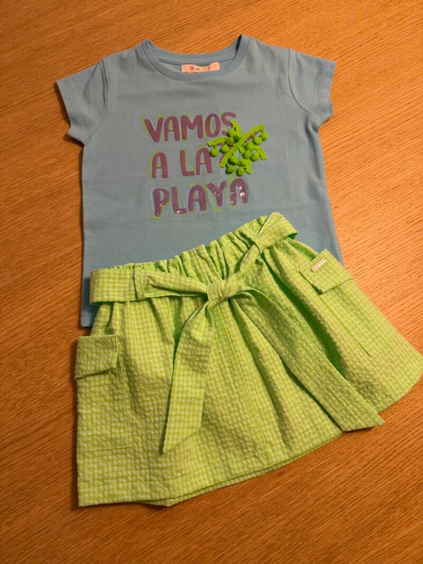 Shortje mandy groen ruit Blue Bay