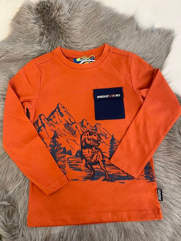 Tshirt orange someone jongen li dinoso