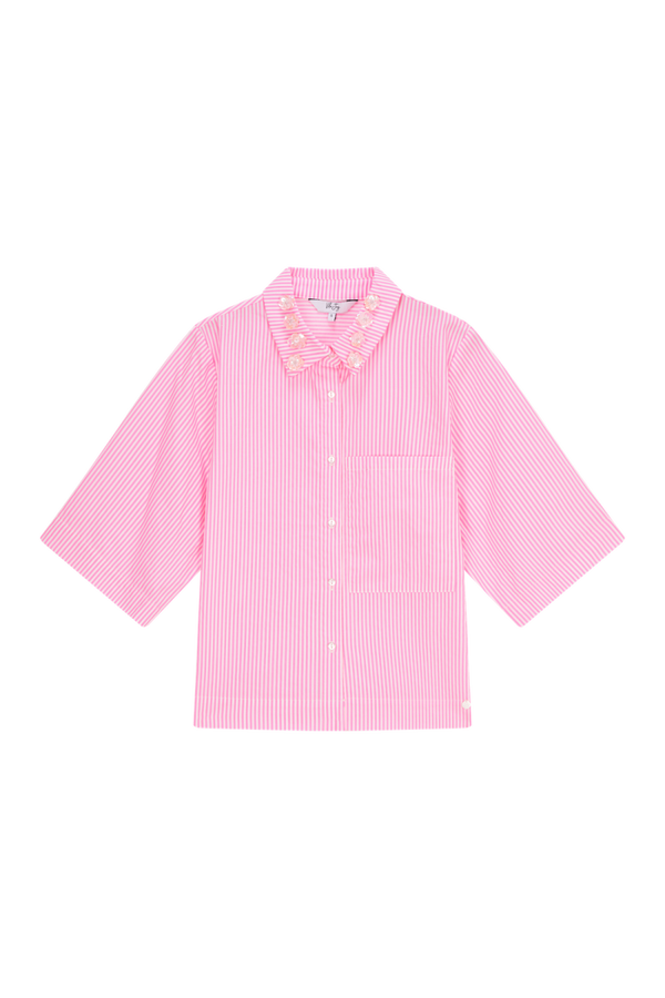 Vila Joy Zomer 600110 Tanja bloes wit-roze gestreept