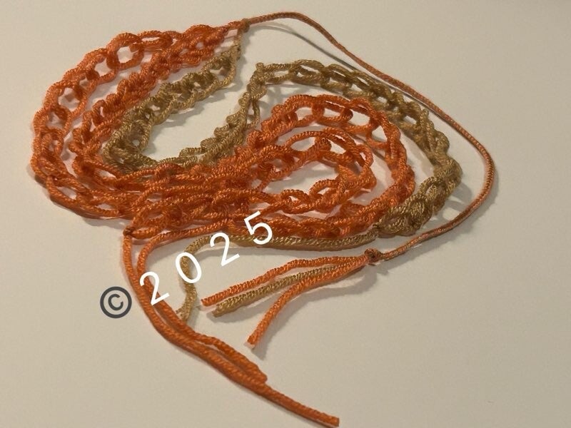 Golden&Coral brown braided&crocheted bookmark