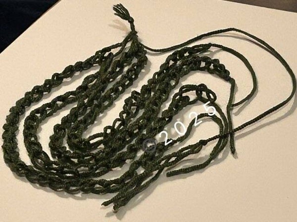 Green braided&crocheted bookmark