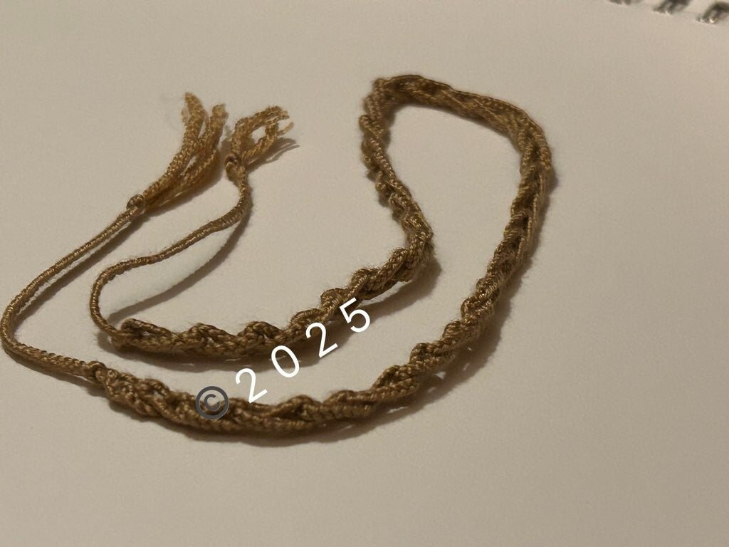 Golden braided&crocheted bookmark