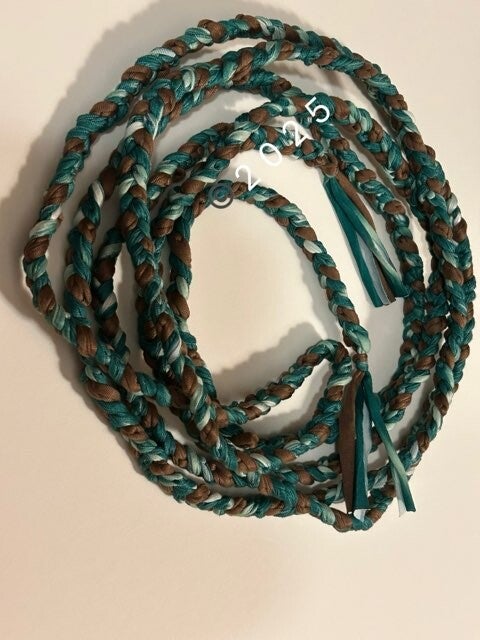Green&Brown crocheted&braided rein/lead rope