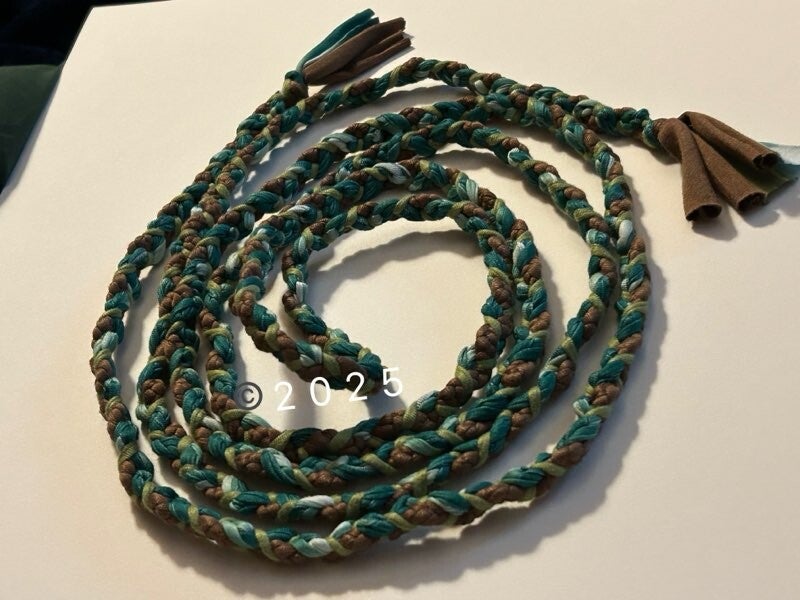 Green&Coffee crocheted&braided lead rope/rein