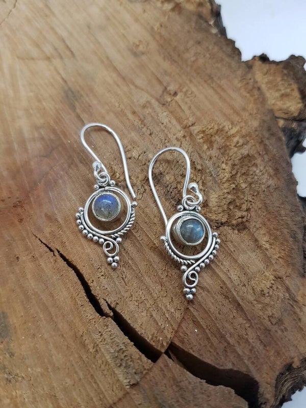 Zilveren Oorbellen met Labradoriet