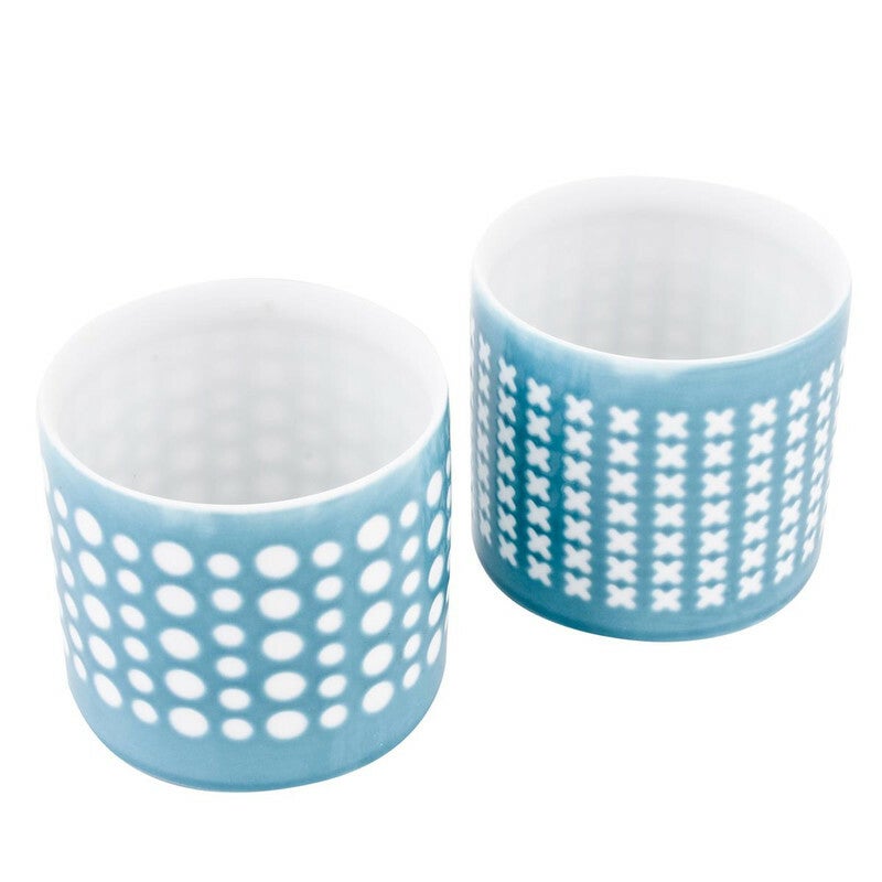 Nicolaja theelichthouder porselein set 2 wit petrol