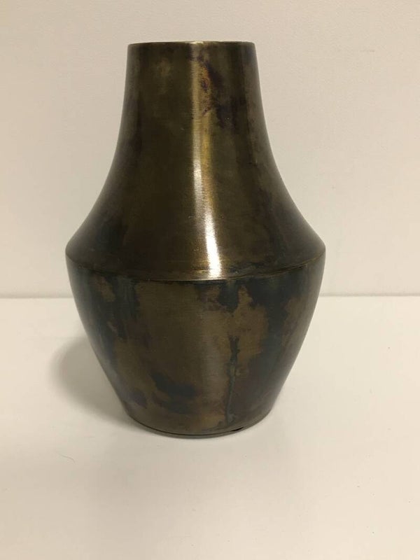 Nicolaja vaas rond metaal koper groen