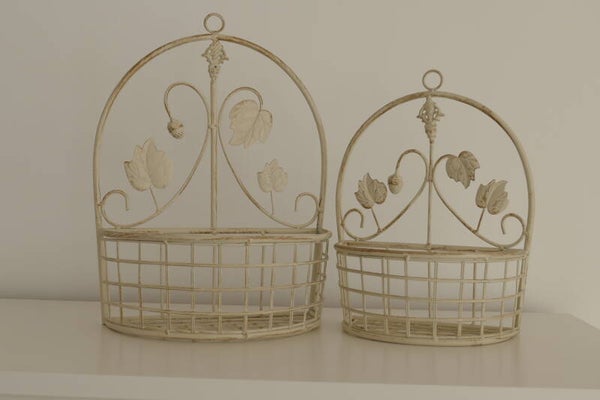 Nicolaja brocante wandmanden set van 2 wit