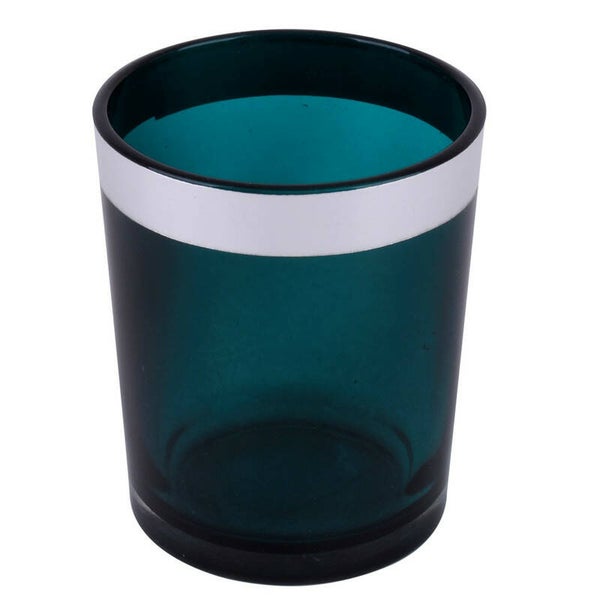 Nicolaja theelichthouder glas set 2 groen zilver