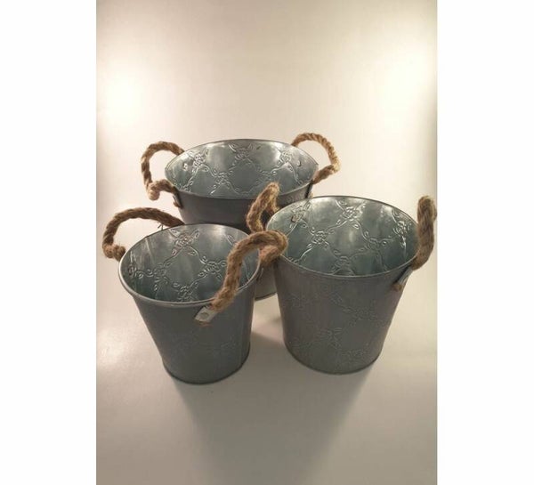 Nicolaja emmer ijzer met juten touw handvat groot formaat