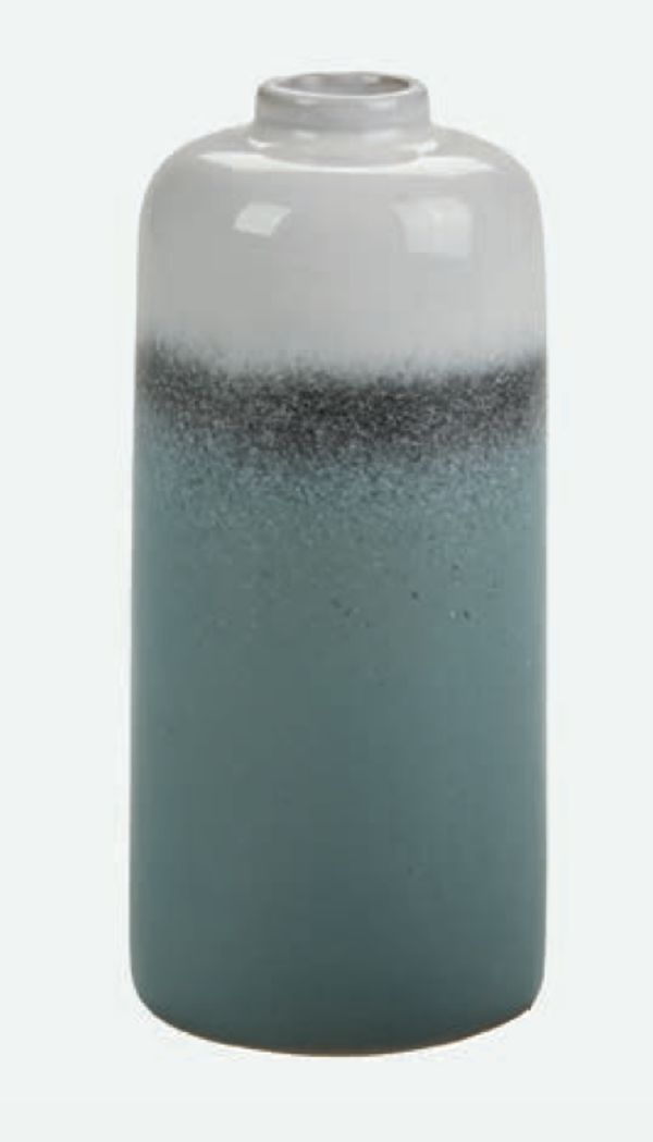 Nicolaja stenen vaas hoog grijs groen wit