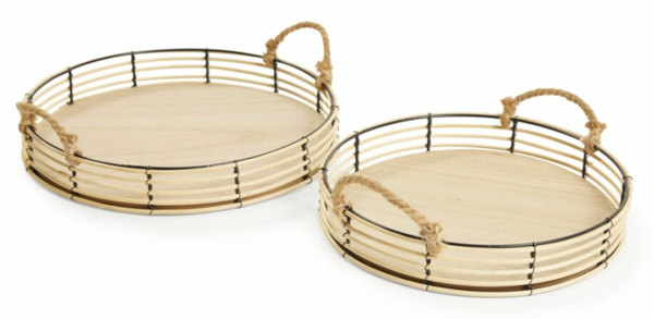 Lifa Living Santorini dienbladen bamboe blank met zwart set 2