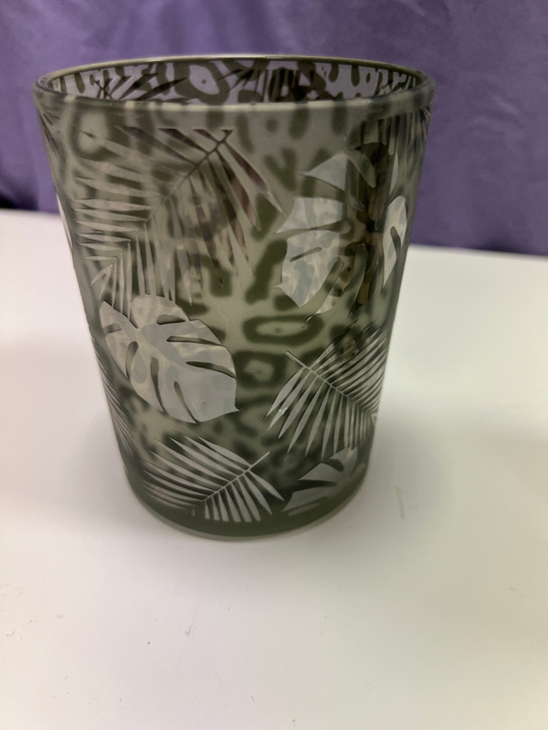 Belle Arte windlicht groen zilver met dieren / plantenafbeelding