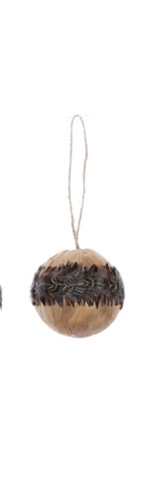 CHRISTMAS DEAL Nicolaja kerstbal bruin met veren