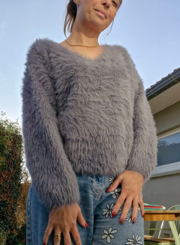 Pull pilou-pilou cocooning - Gris