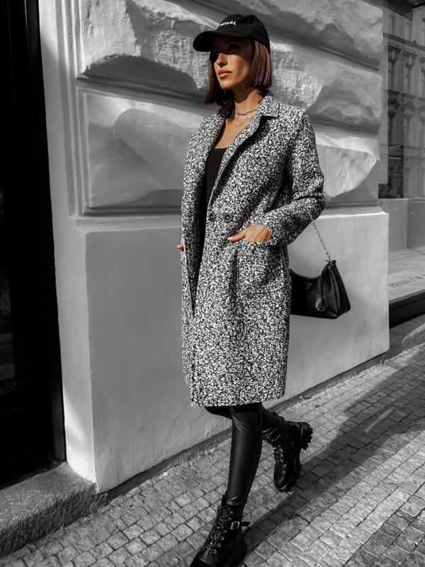 Veste mi longue en maille chinée