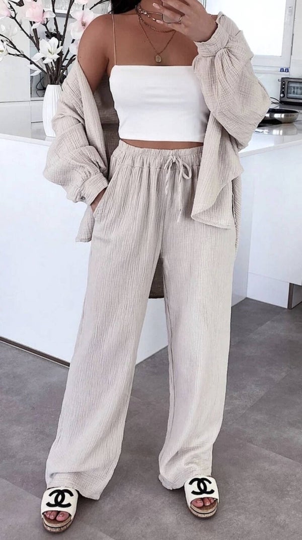 Pantalon effet lin (divers couleus)