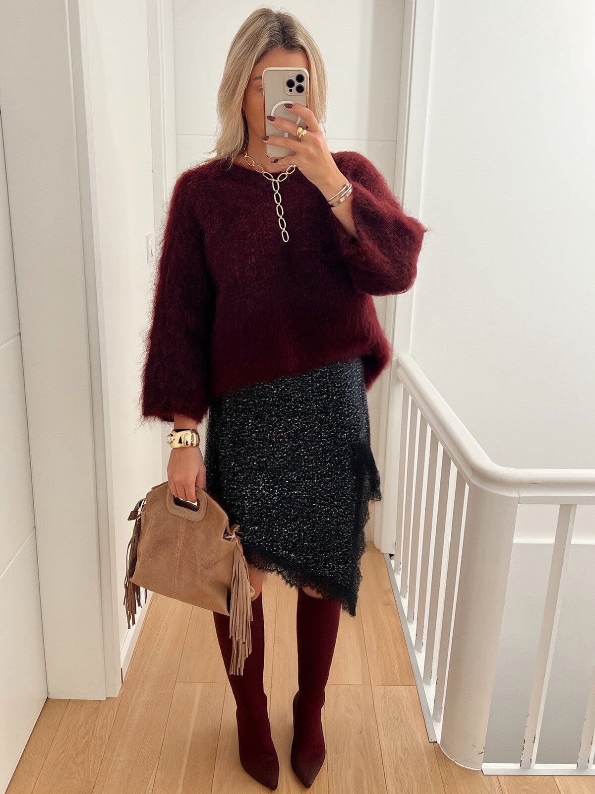 Jupe mi longue à sequins avec short