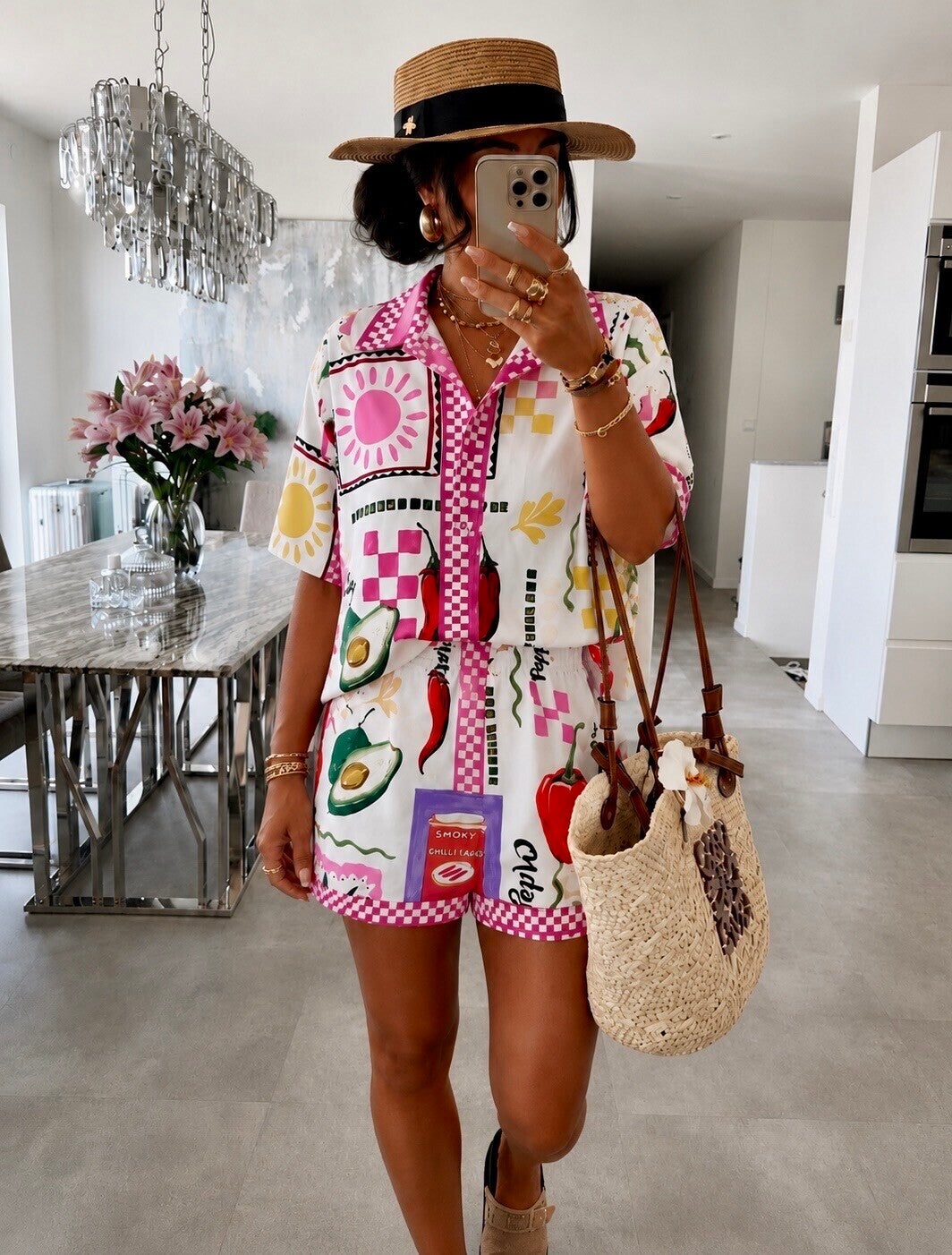 Ensemble Chemise & Short Imprimé Coloré Été
