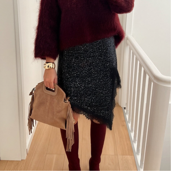 Jupe mi longue à sequins avec short / Middellange paillettenrok met ingewerkte short