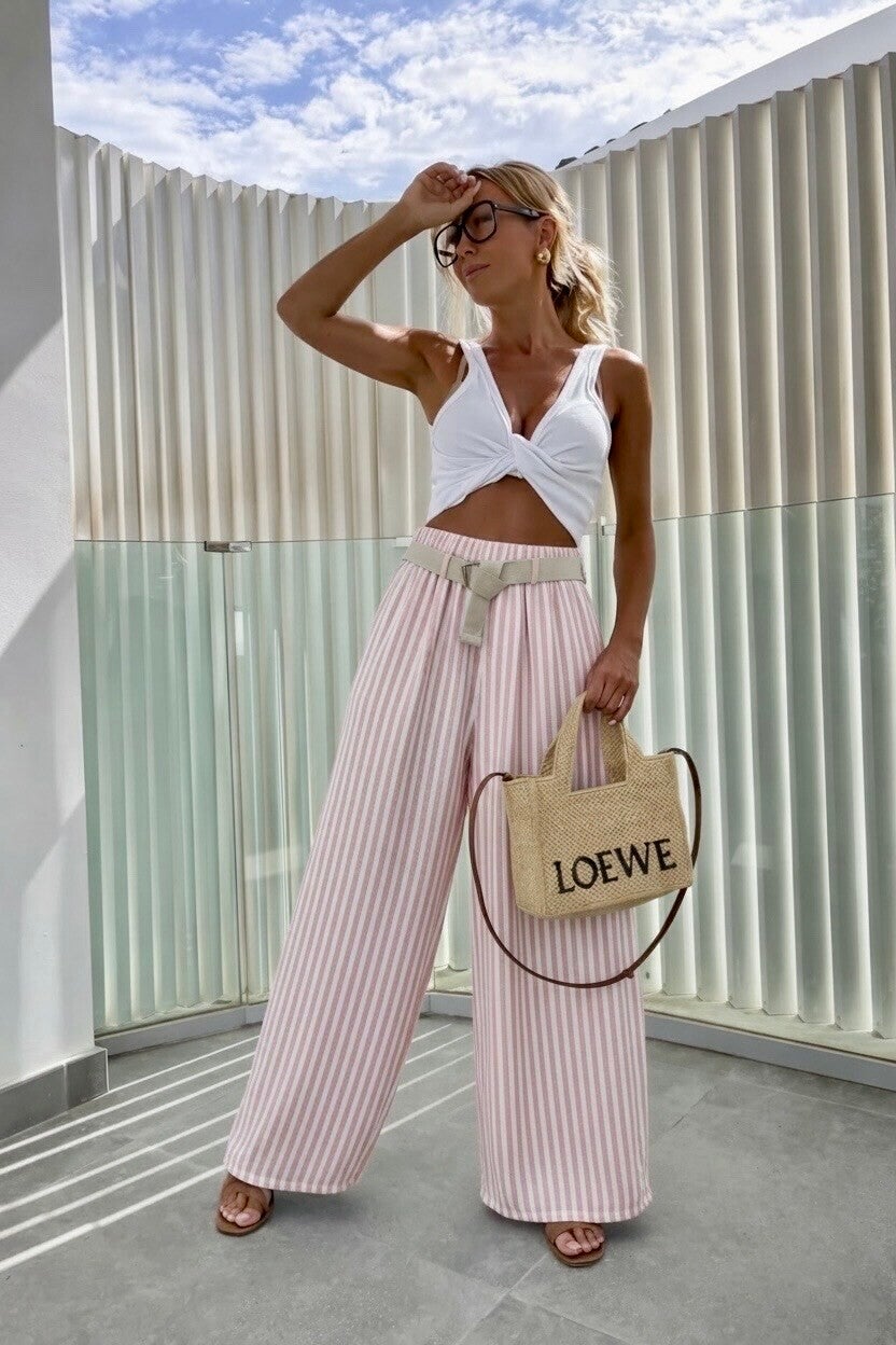 Pantalon large avec ceinture / Wijde broek met ceintuur