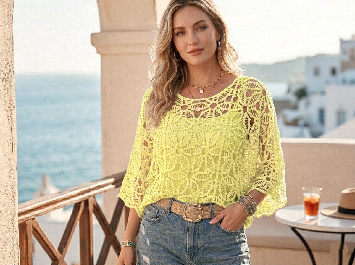 Top crochet à manches larges / Gehaakt topje met brede mouwen